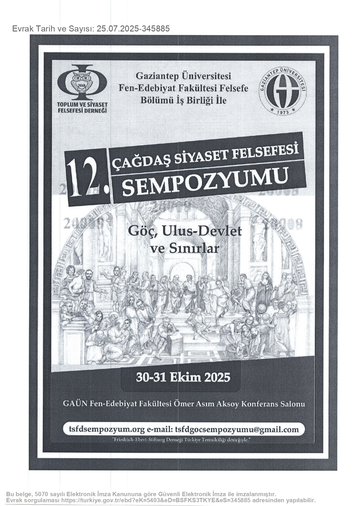 Gaziantep Üniversitesi 12. Çağdaş Siyaset Felsefesi Sempozyumu